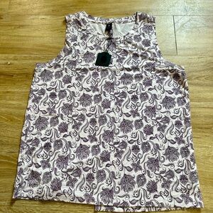 Slightly Buddha Floral AOP tank top womens Large L NWT  Yoga Bamboo Purple